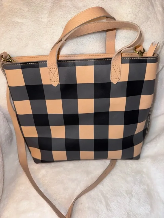 Madewell Black and Tan Transport Checkered Leather Crossbody Bag - NWOT - Picture 2 of 8